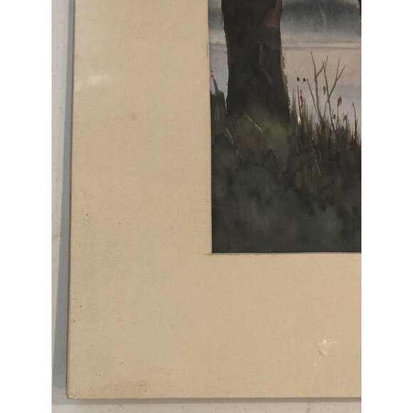 24"x20" Original Matted Watercolor PAINTING River Bridge by JOYCE GILBERT 1985 - Picture 6 of 6